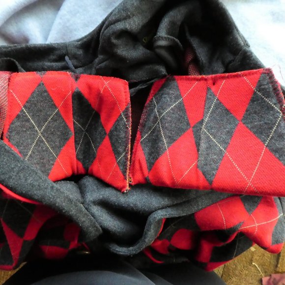 Vintage Stuart Alan USA Cardigan Diamond Plaid Argyle Red Gray Preppy XL - Picture 10 of 10